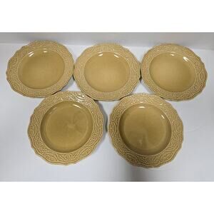 Set Of 5 Canonsburg Regency Harvest Gold Ironstone 7 1/4" Salad Plates Vtg 1960s